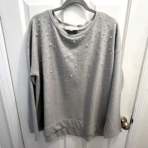 Loft Beaded Sweatshirt, gray, sz XL